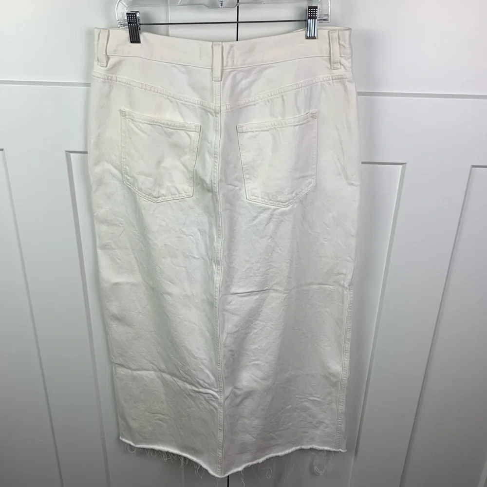 NWT Madewell Size 33 The Rilee Denim Midi Skirt White Modest Minimalist - Picture 7 of 10